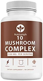 Nutriumph Mushroom Supplement 2500mg – 90 Capsules – 10 Mushroom Master Blend – Lions Mane Reishi Cordyceps Chaga Maitake, Shitake Turkey Tail Mushrooms Supplements Mushroom Complex Capsules