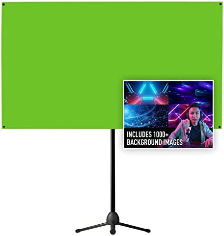 Valera Explorer Green Screen with Stand – Portable Chroma Key Panel, 1000 Free Backgrounds Included, Wrinkle Resistant Green Fabric Backdrop, Tripod & Wall Mount, Carrying Case, Portrait & Landscape