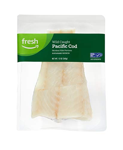 Fresh Brand – Wild Caught Pacific Cod Skinless Fillet Portions, 12 oz, Sustainably Sourced (Previously Frozen)