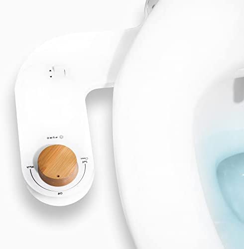 Puro Bidet Attachment For Toilet With Adjustable Water Pressure and Angle Controls | Uses Fresh Water | Real Bamboo Knob | Modern Bidet Attachment for Your Toilet Seat | Easy 10 Min Install