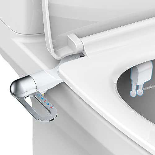 CooCoco Bidet Attachment for Toilet Seat,Bidet Self Cleaning,Bidet Sprayer for Toilet,Frontal & Rear Wash,Non-Electric Mechanical,Adjustable Water Pressure Control- White