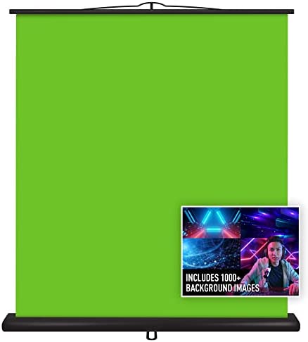 Valera Creator Green Screen – Collapsible Chroma Key Panel,+1000 Free Backgrounds Included, Portable Retractable Wrinkle Resistant Fabric Backdrop, Adjustable Height, 10 Second Setup