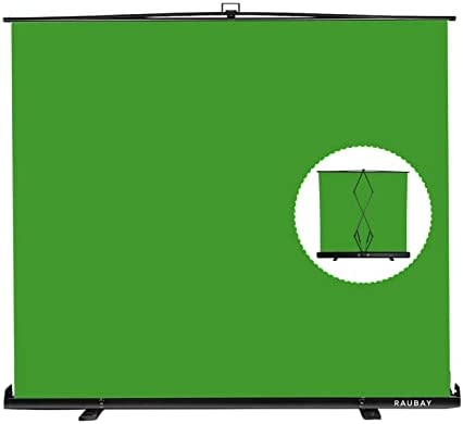 【Wider Style】 RAUBAY 78.7in x 74.8in Large Collapsible Green Screen Backdrop Portable Retractable Chroma Key Panel Photo Background with Stand for Video Conference, Photographic Studio, Streaming