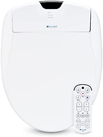 Brondell S1400-RW Swash 1400 Luxury Bidet Toilet Seat in Elongated White with Dual Stainless-Steel Nozzle Clean+, Endless Water-Warm Air Dryer-Nightlight, Round