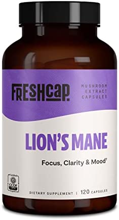 FreshCap Lion’s Mane Mushroom Supplement – Natural Nootropic for Brain Health, Cognition and Mood- Two Month Supply (120 Capsules) – Organic and Dual Extracted 1000 mg