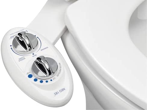 LUXE Bidet NEO 185 – Non-Electric Bidet Toilet Attachment with Self-cleaning Dual Nozzle and Adjustable Water Pressure for Sanitary and Feminine Wash (White)