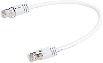 Amazon Basics RJ45 Cat 7 High-Speed Gigabit Ethernet Patch Internet Cable, 10Gbps, 600MHz – White, 1-Foot