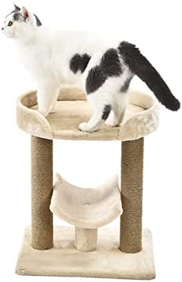 Amazon Basics Top Platform Cat Tree With Scratching Post – 18 x 14 x 22 Inches, Beige