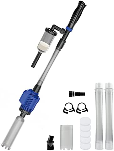 NICREW Automatic Fish Tank Gravel Cleaner, Electric Gravel Vacuum for Aquarium with Sponge Filter, 3 in 1 Aquarium Cleaner for Medium and Large Tanks