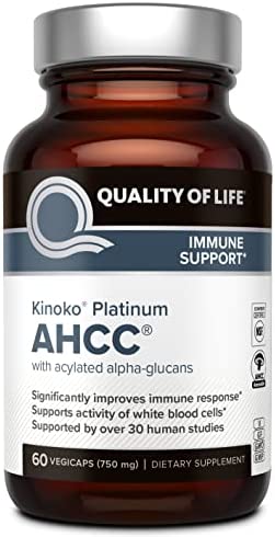 Premium Kinoko Platinum AHCC Supplement – 750mg of AHCC per Capsule – Supports Immune Health, Liver Function, Maintains Natural Killer Cell Activity – 60 Veggie Capsules