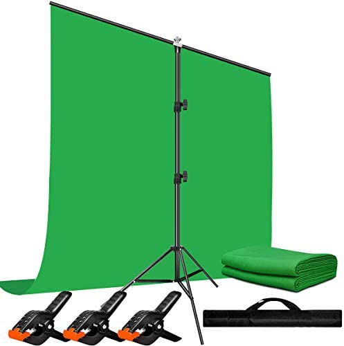 Heysliy Green Screen Backdrop with Stand Kit, 6.5 X 6.5 Ft Portable Green Screen Stand with 5 X 6.5 Ft Greenscreen for Streaming,Video Gaming,Zoom