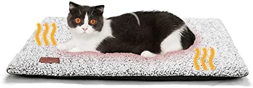 Self Warming Cat Bed Self Heating Cat Dog Mat 24 x 18 inch Extra Warm Thermal Pet Pad for Indoor Outdoor Pets with Removable Cover Non-Slip Bottom Washable