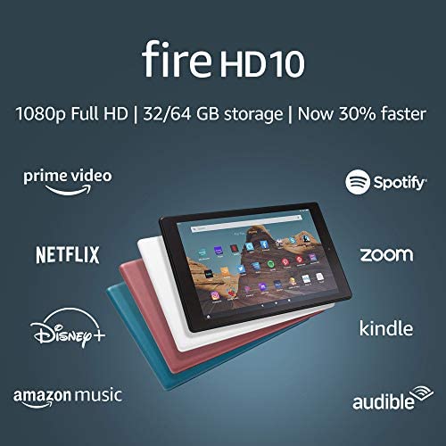 Fire HD 10 Tablet (10.1″ 1080p full HD display, 32 GB) – Black (2019 Release)