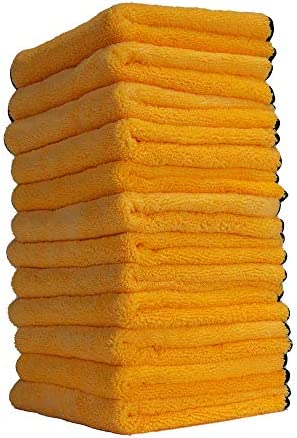 Chemical Guys MIC_506_12 Professional Grade Premium Microfiber Towels, Gold (16 Inch x 16 Inch) (Pack of 12) – Safe for Car Wash, Home Cleaning & Pet Drying Cloths