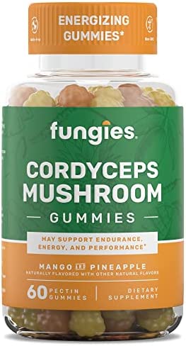 Fungies Cordyceps Mushroom Energizing Gummies – Supports Energy, Endurance, Athletic Performance – 60 Count (Natural Mango and Pineapple Flavor, Gelatin-Free, Gluten-Free, Non-GMO, Vegan)