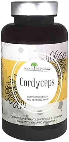 Aloha Medicinals Pure Cordyceps, Certified Organic Mushroom Supplement, Supports Immunity and Energy, Pack of 1, 90 Capsules