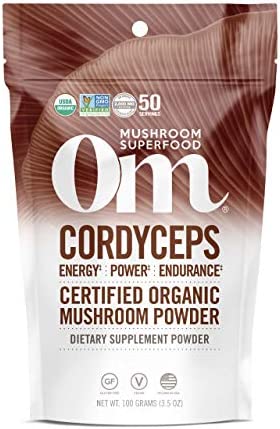 Om Mushroom Superfood Cordyceps Organic Mushroom Powder, 3.5 Ounce, 50 Servings, Energy, Power, Stamina and Endurance Support, Superfood Supplement for Sports Performance