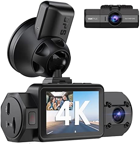 Vantrue N2S 4K Dash Cam with GPS, Front and Inside Dual 2.5K 1440P Dash Camera with GPS, IR Night Vision Uber Car Camera, 24/7 Recording Parking Mode, Motion Detection, 256GB Supported