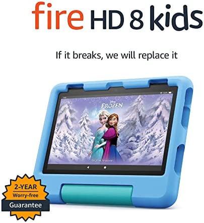 All-new Amazon Fire HD 8 Kids tablet, ages 3-7. Top-selling 8″ kids tablet on Amazon. Where learning meets fun. Includes 1 year of games, ebooks, movies, and more, Blue