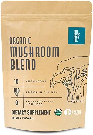 The Functionist Organic Mushroom Blend – 10 Mushroom Mix – Superfood Antioxidant Energy and Immune Health Supplement – Vegan Mushroom Powder for Coffee or Smoothies, 2.12 oz