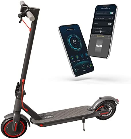 VOLPAM SP06 Electric Scooter, 8.5″ Solid Tires, 19 Mph Top Speed, Up to 19 Miles Long-Range, Portable Folding Commuting Scooter for Adults, with Double Braking System and App