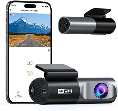 Dash Cam 4K WiFi 2160P Dash Camera for Cars, Car Camera Dash Cam Front Recorder, Dashcam for Cars with App, 24 Hours Parking Mode, G-Sensor, Night Vision, Loop Recording, Support 256GB Max