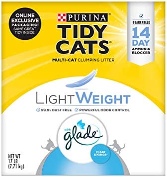 Purina Tidy Cats Low Dust, Multi Cat, Clumping Cat Litter, LightWeight Glade Clear Springs – 17 lb. Box