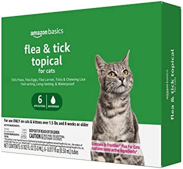 Amazon Basics Flea and Tick Treatment for Cats (over 1.5 lbs), 6 Count (Previously Solimo)