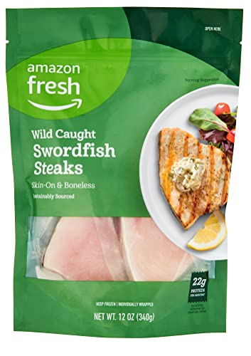 Amazon Fresh Brand – Wild Caught Swordfish, 12 oz (Frozen)