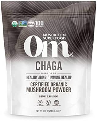 Om Organic Mushroom Nutrition Supplement, Chaga: Sacred Antioxidants, Anti Aging, 100 servings, 7.14oz, 200 Gram