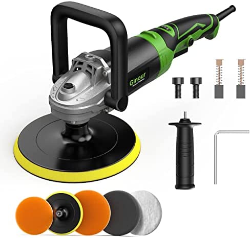 Buffer Polisher, Ginour Powerful Buffer Waxer, 6-Speed Rotary Polisher with 6” and 7“ Backing Plate, 1200W Rotary Polisher for Car Polishing, Waxing, Glaze, Sanding