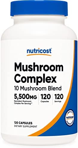 Nutricost Mushroom Complex Supplement, 120 Capsules – 10 Mushroom Blend (with Reishi, Maitake, Shiitake, Lion’s Mane, and More) – Non-GMO and Gluten Free