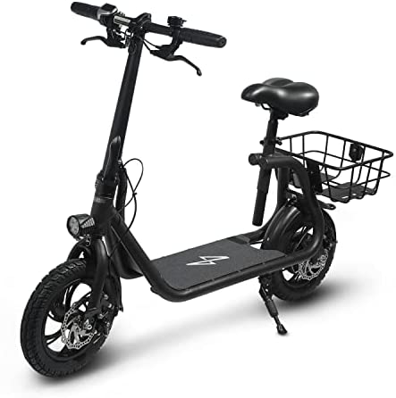 Phantomgogo Commuter R1 – Electric Scooter for Adults – Foldable Scooter with Seat & Carry Basket – 450W Brushless Motor 36V – 15MPH 265lbs Max Load E Mopeds for Adults