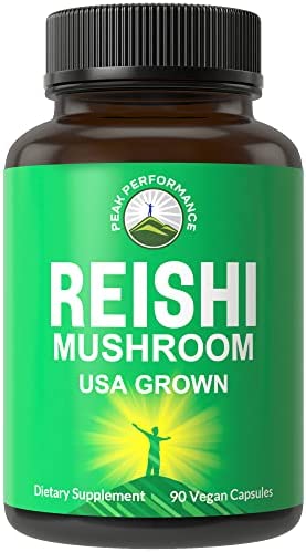 Reishi Mushroom Capsules | USA Grown Made with Reishi Mushroom Supplement in Vegan Capsules | Support Brain, Energy, and Immune System | Vegan Red Reishi Mushroom Extract Powder 90 Pills