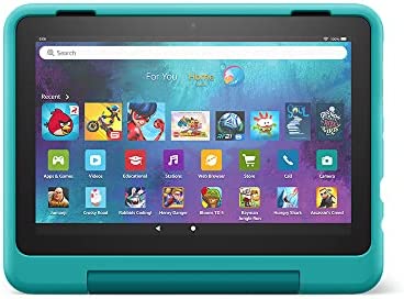 Amazon Kid-Friendly Case for Fire HD 8 tablet (Only compatible with 12th generation tablet, 2022 release), Hello Teal