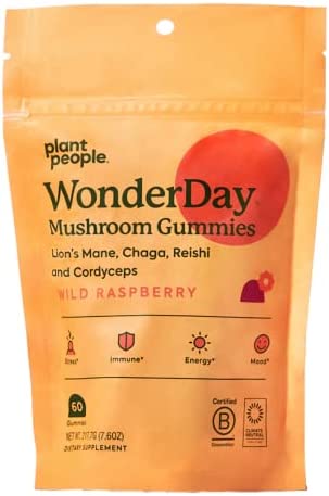 Plant People – WonderDay Mushroom Gummies | Daily Gummy Multi Support for Whole Body Balance, Mood, De-Stress, Energy, Immune and Gut Health | Natural, Organic, Vegan, Non-GMO | 60 Count