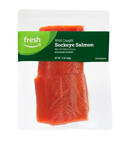 Fresh Brand – Wild Caught Sockeye Salmon Skin-On Fillet Portions, 12 oz, Sustainably Sourced (Previously Frozen)