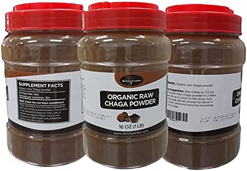 Organic Chaga Mushroom Powder Harvested from Live Birch Trees, 1 Lb Finely Powdered Organic Chaga Powder for Tea or Herbal Supplement