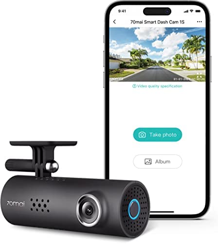 70mai Smart Dash Cam 1S, 1080P Full HD, Smart Dash Camera for Cars, Sony IMX307, Built-in G-Sensor, WDR, Powerful Night Vision