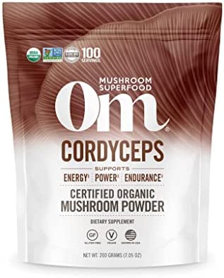 Om Organic Mushroom Superfood Powder, Cordyceps, 100 Servings, Energy and Endurance Support Supplement, 7.05 Ounce (Pack of 1)