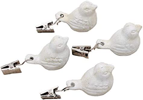 Funly mee Set of 4 Antique Tablecloth Weights with White Bird, Tablecloths Heavy for Outdoor Garden Party Picnic .(White)