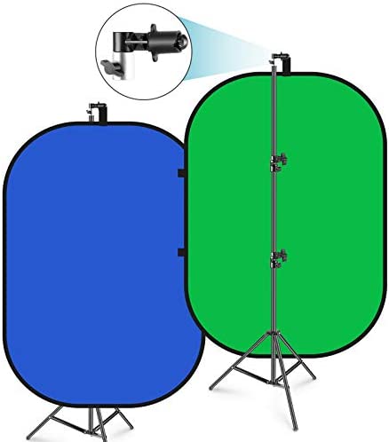 NEEWER 5x7ft/1.5x2m Chromakey Green Screen Blue Green 2 in 1 Double Sided Pop Up Collapsible Backdrop with Support Stand, Foldable Panel for Photo and Video Shooting, Live Streaming, Gaming
