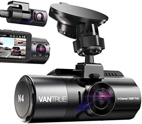 Vantrue N4 3 Channel 4K Dash Cam, 4K+1080P Front and Rear, 1440P+1440P Front and Inside, 1440P+1440P+1080P Three Way Triple Car Camera, IR Night Vision, 24hr Parking Mode, Capacitor, Support 256GB Max