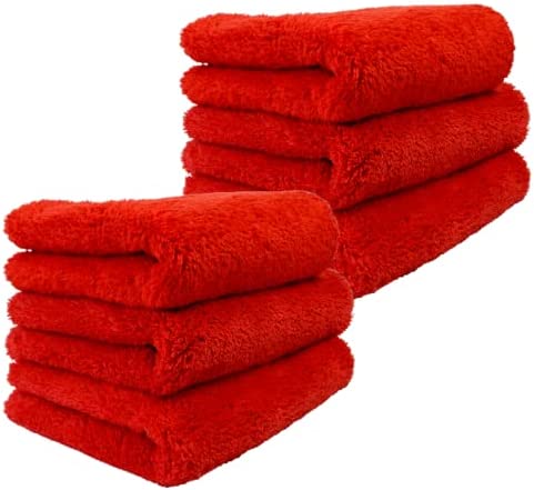 Proje Premium Car Care Microfiber Towel | Plush Red Microfiber Towel for Detailing and Polishing Cars | Ultra Absorbent Towel | Streak Free and Scratch Proof | 450 GSM 16″x16″ Towel | Pack of 6