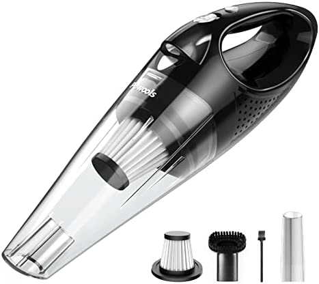 Powools Car Vacuum Cordless Rechargeable – Handheld Vacuum Cleaner High Power with Fast Cahrge Tech, Portable Vacuum with Large-Capacity Battery, Handy Handheld Vac with LED Light, Silver (PL8189)