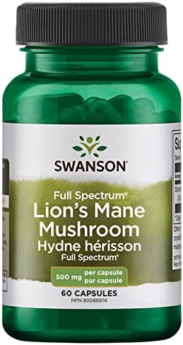 Swanson Lion’s Mane Mushroom – 60 Capsules, 500mg Each