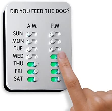 DID YOU FEED THE DOG? – Dog Feeding Reminder, The Original Feed Dog Reminder, Mountable Dog Fed Sign, Pet Feeding Reminder Kit with Magnets & Adhesives, Silver