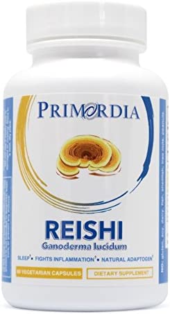 Primordia Pure Reishi Mushroom Capsules, 500mg, 60 Count, Reishi Ganoderma Lucidum Mushroom Extract Supplement, Immune Support, Promotes Restful Sleep, Non-GMO, Vegan, Keto Friendly, Gluten Free