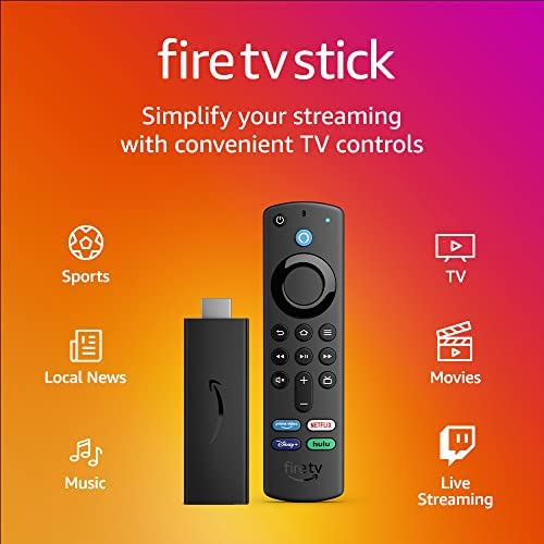 Fire TV Stick with Alexa Voice Remote (includes TV controls), free & live TV without cable or satellite, HD streaming device