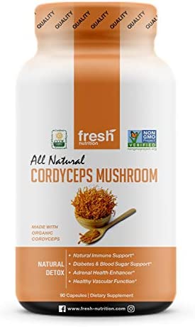 Organic Cordyceps Mushrooms – Strongest DNA Verified 1500mg Per Serving – Rich in Alpha Glucan – Vegan Friendly, Non GMO, Gluten Free – Third Party Tested